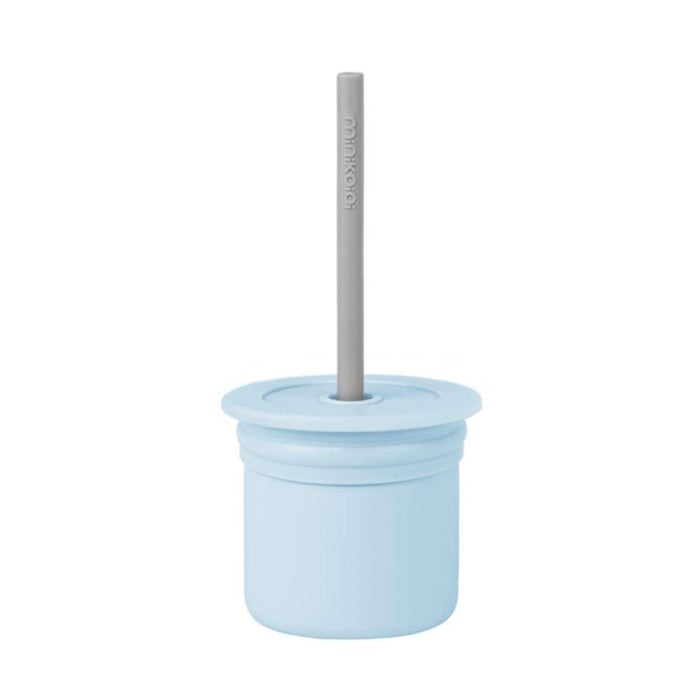 Minikoioi Vaso para Sorber/Snack con Pajita de Silicona M. Azul