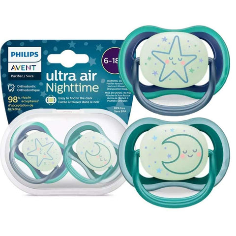 2 Chupetas Ultra Air Nighttime 6-18m Menino