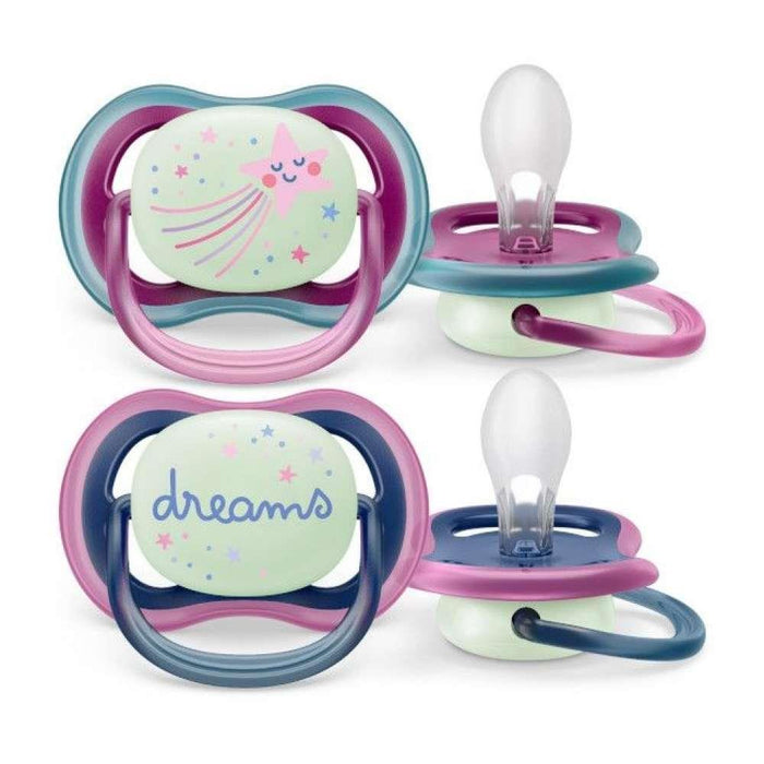 2 Chupetas Ultra Air Nighttime 6-18m Menina