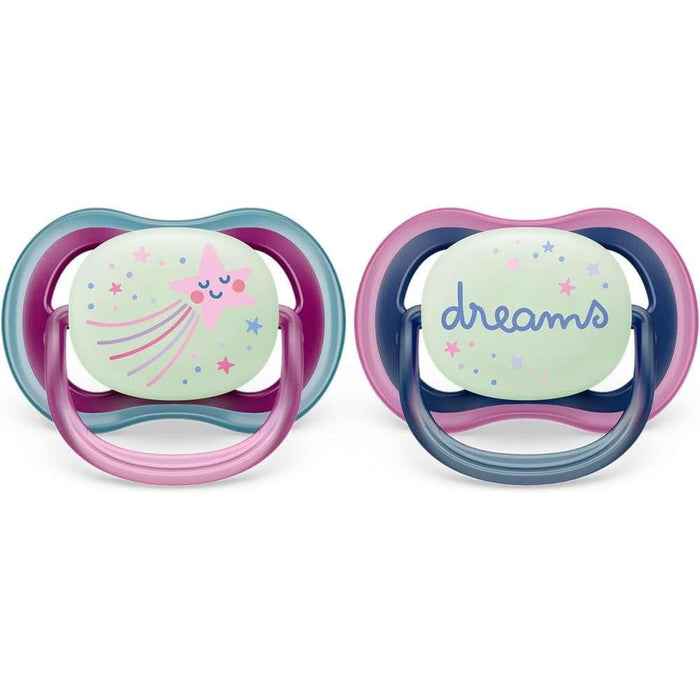 2 Chupetas Ultra Air Nighttime 6-18m Menina