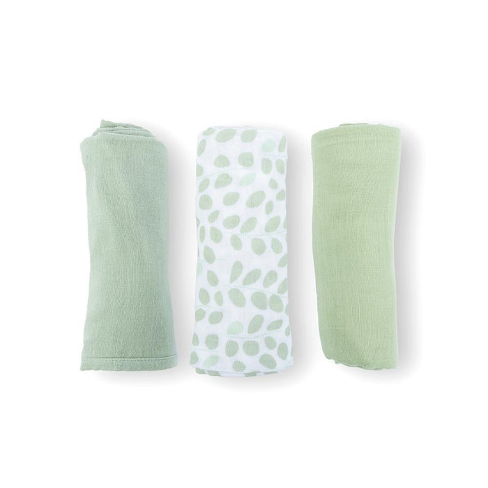 3 Musselinas Doomoo Lovely Mini Leaves Green 70x70cm