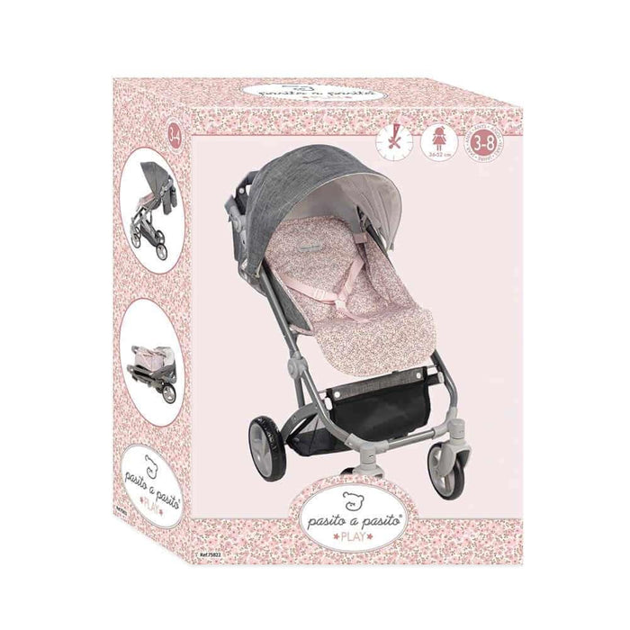 Carrinho para Boneca Lili Grey Flower Rosa